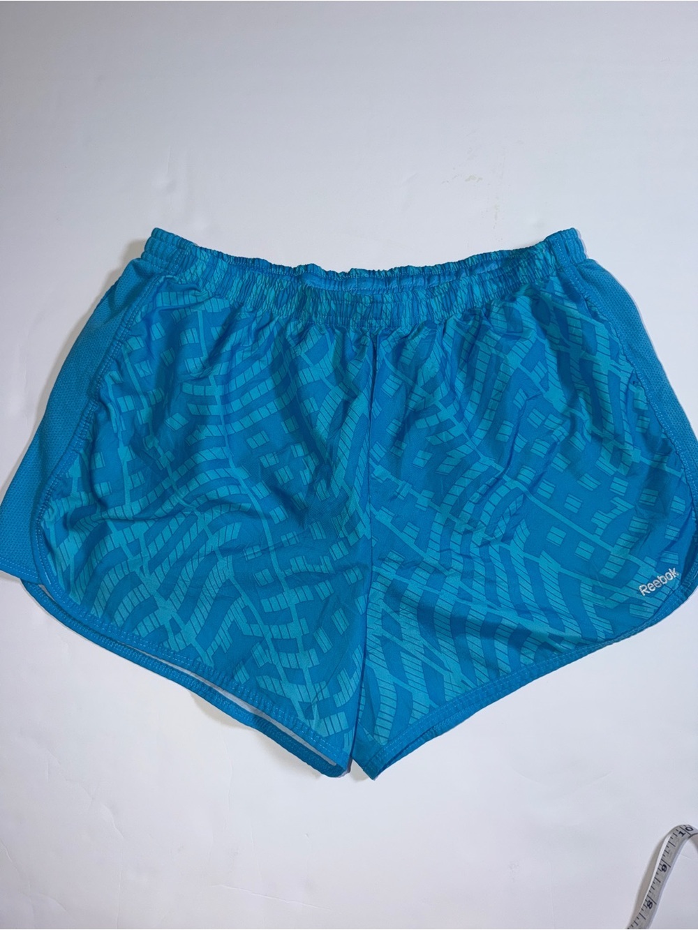 Reebok Teal Geometric Running Shorts